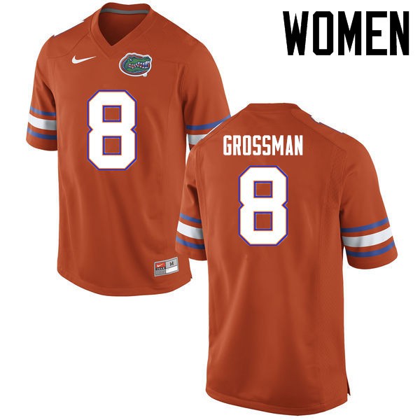 Florida Gators Women #8 Rex Grossman College Football Jersey Orange